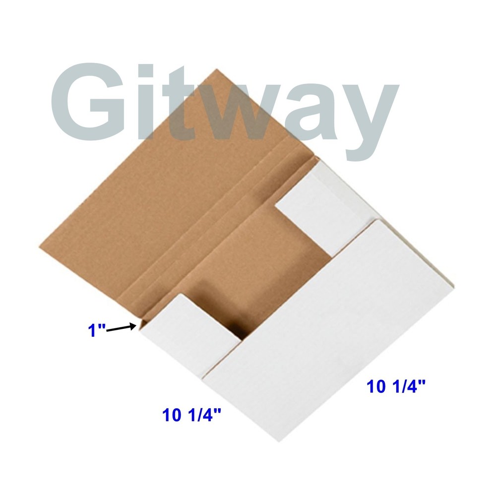 50 Pcs 10 1/4 x 10 1/4 x 1″ Multi Depth Cardboard Book Mailer Shipping Box Boxes
