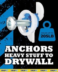 Blue Drywall Anchors | Pack of 4 Up to 205Ibs/93kg | Heavy Duty Drywall Ancho…