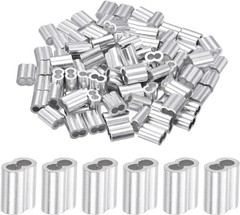 100 Pcs 1/8 Inch Aluminum Crimping Loop Sleeve Cable Ferrule Wire Rope Sleeves