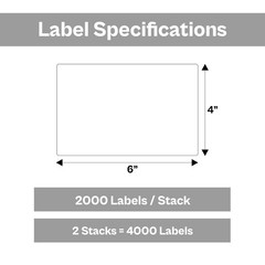 4000 Labels 4″ x 6″ Fanfold Thermal Transfer Labels White 2000 Labels/Stack