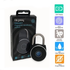 Netbolt Smart Fingerprint Padlock, Metal Water Resistant, Satin Black
