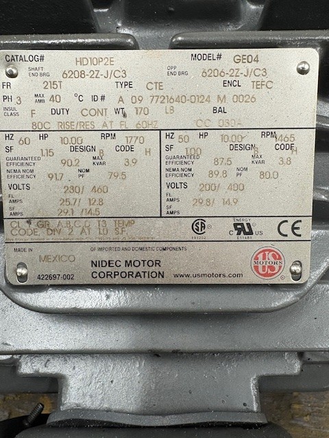 HD10P2E US-Nidec 230/460V 10HP 1800RPM 3-Phase 1-Speed General Purpose Motor