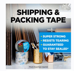 Scotch Heavy Duty Packaging Tape, 3″ Core, Clear, 1.88″ x 54.6 yds, 6 Rolls New