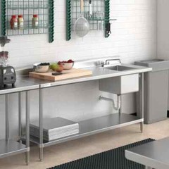 24″W x 72″L Stainless Steel Commercial Restaurant Work Table with Sink on Right