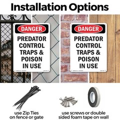Portrait Predator Control Traps OSHA Danger Sign Metal,, Decal 5 or 10 Pack