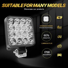 2Pcs 4Inch Square LED Work Light Pods Flood Light For Truck Offroad Tractor SUV