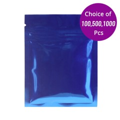 3x4in Both Sided Blue Glossy Foil Mylar Zip Lock Pouch Bag w/ Heat Seal Machine