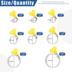 76 Pcs 8-44mm Key-Type Worm Gear Hose Clamps with Plastic Handle