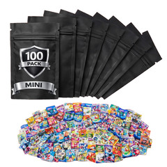 100 Pack 1g Smell Proof Foil Mylar Bags 3” x 3.5” Mix Designs Zip Bags