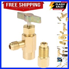 R1234YF Self-Sealing Can Tap with R134A Tank Adapter | 1/4″ SAE 1/2″ LH Threa…