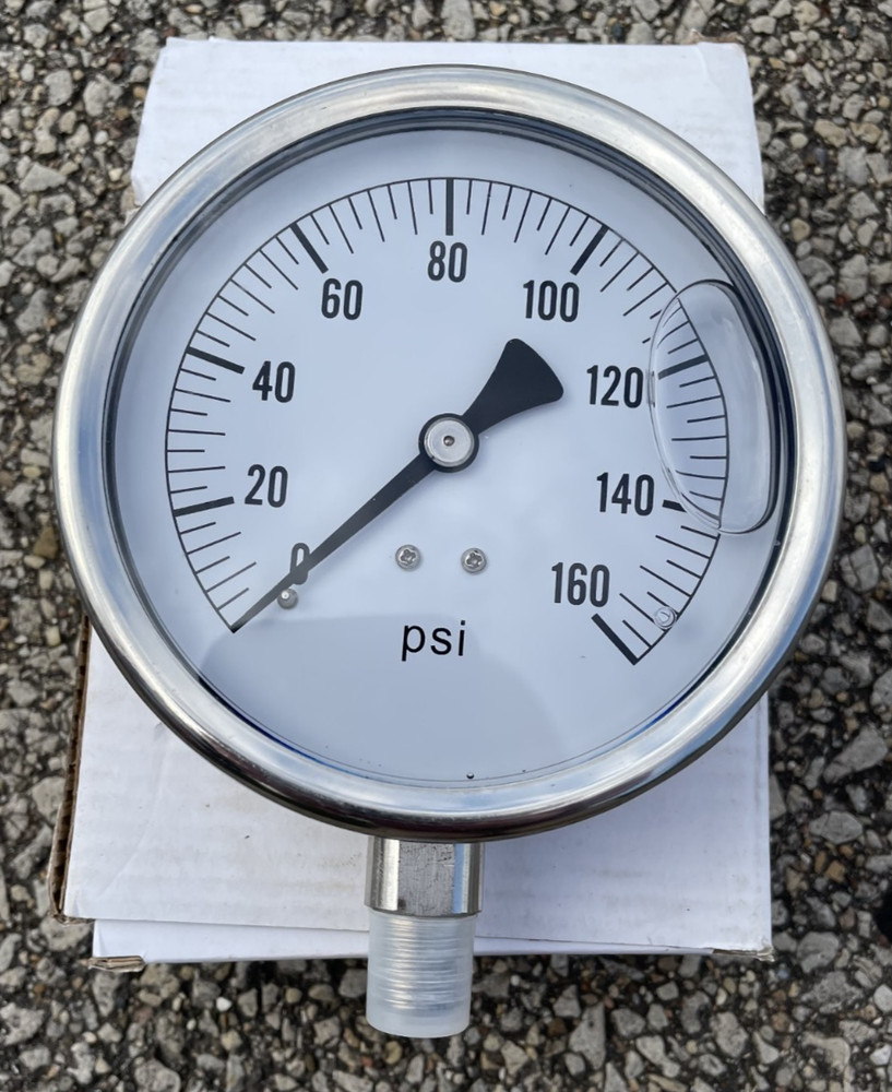 4″ LIQUID FILLED 160 PSI STAINLESS NH3 PRESSURE GAUGE – BRAND NEW 1373