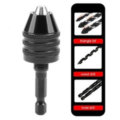4Pcs 1/4″Hex Shank Keyless Drill Chuck Adapter Bit Quick Change Converter Driver