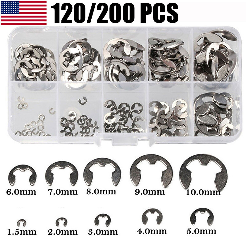 120/200x E Clips C CIRCLIPS Stainless Steel Kit Retaining Ring Assorted 1.5-10mm