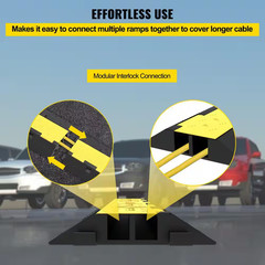 Cable Protector Ramp 2-Channels Modular Speed Bump Hump Rubber 11000 Lbs. Load f