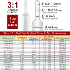 40 ft Dual Wall Adhesive Lined Φ1/4″ 6.4mm 3:1 Ratio Heat Shrink Tubing Clear US