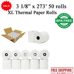 3 1/8 x 273 thermal paper 50 rolls Eco Friendly XL Thermal Paper Rolls Bpa Free