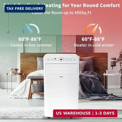 Uhome 12000 BTU Portable Air Conditioner w/Heater up to 450 Sq. Ft, Ac Heater Co