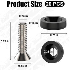 20 PCS Engine Dress up Kit, CNC Finishing Fender Bumper Washers, M6 Aluminum Eng