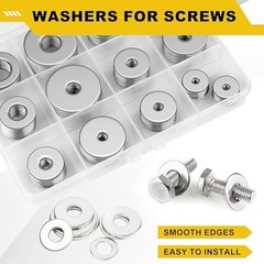 108Pcs 304 Stainless Steel Flat Washers, Fender Washers Assortment Kit 12 Sizes