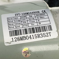 ZYT-126M244950R 500W / 24V / 30A RATED SPEED 4700 MOTOR 126MB0415R352T