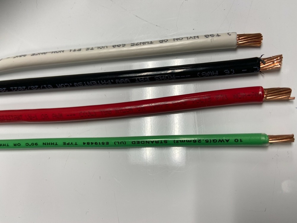 8′ EA THHN THWN 6 AWG GAUGE BLACK WHITE RED COPPER WIRE + 8 feet 10 AWG GREEN