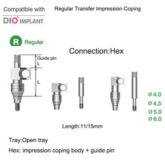 US DIO UFII Regular Impression Coping Transfer Straight Locator Healing Abutment
