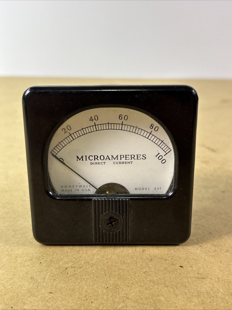 Vintage Honeywell Model 53T DC Meter Measures 0-100 Microamperes Guaranteed