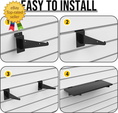 4 Pack Large Wooden Slatwall Shelf, 24 X 12 Inch Slatwall Shelves with Metal Bra