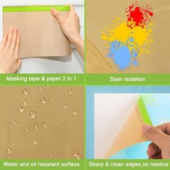 Masking Paper, paint masking, 2 Pack Automotive Paint Paper Roll with Tape, T…