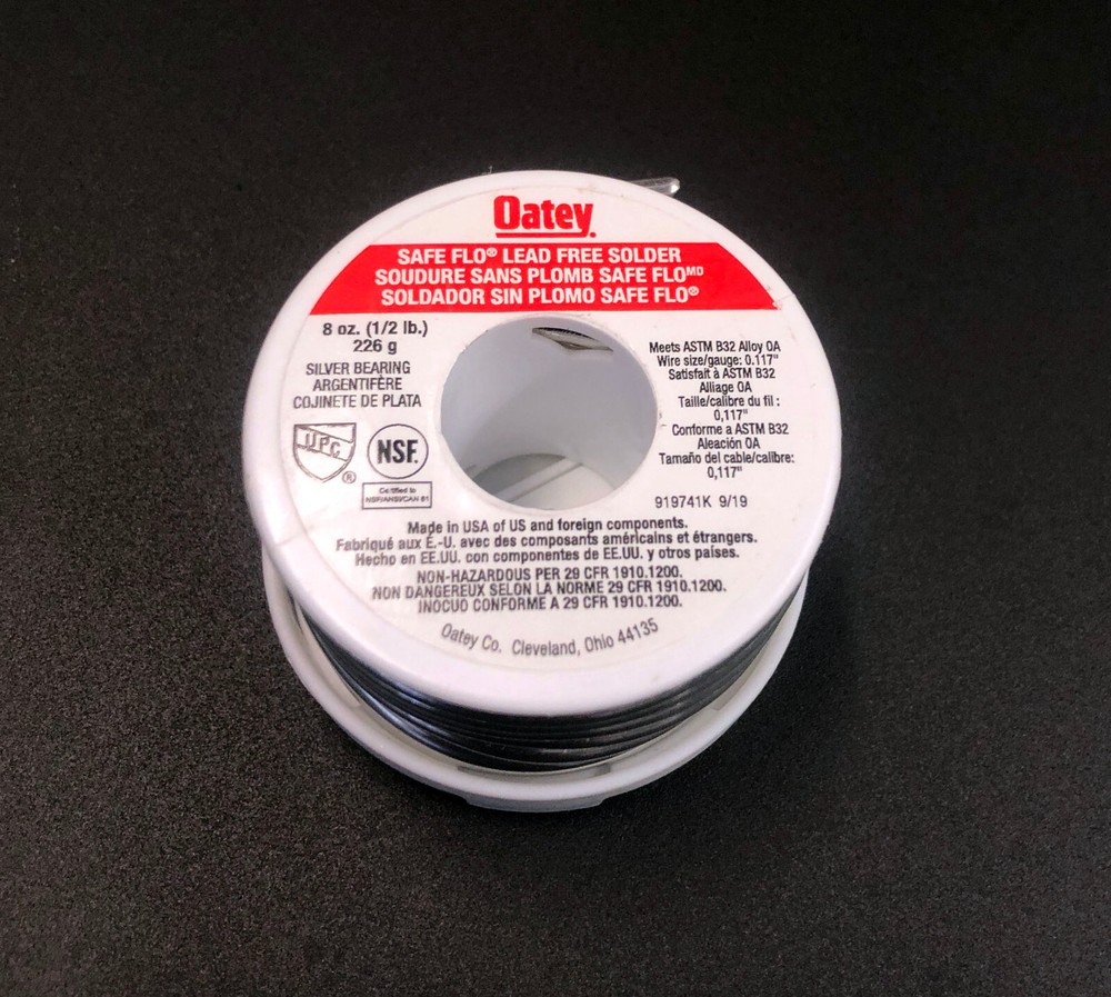 OATEY #290242 Safe Flo 8oz Lead-Free Silver Plumber SOLDER