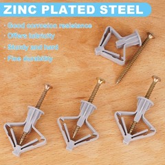 Hollow-Wall Anchors, One Size, 65Lbs Anchors 50pcs+Screw Gray-50pcs