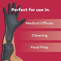 Black Nitrile Exam Gloves – Disposable Multi-Purpose Use Medical Gloves Use f…