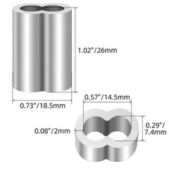 1/4in 6mm Aluminum Crimping Loop Sleeve 50 PCS Cable Ferrules