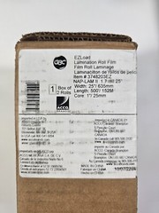 GBC EZLoad Lamination Roll Film 1.7 mil 1″ Core 25″ x 500 ft. 2/Box 3748203EZ
