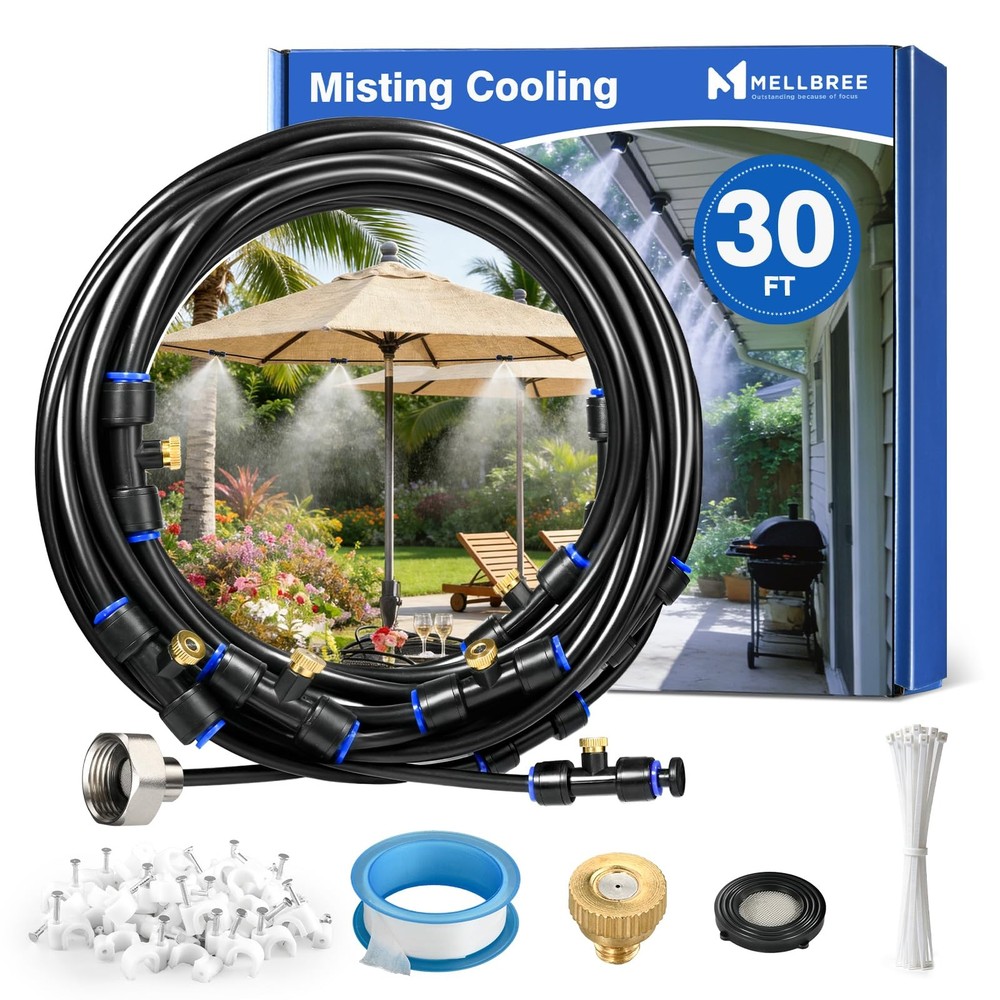Misters for Outside Patio 30FT/9M, PreAssembled Misting Cooling System with 8…