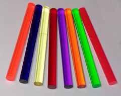 8 DIFFERENT 1” INCH DIAMETER CLEAR ACRYLIC RODS BLUE RED PINK PURPLE GREEN AMBER