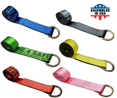 USA 2″ x 10′ Winch Lasso Strap D Ring Tow Truck Trailer Wheel-Lift Tire Harness