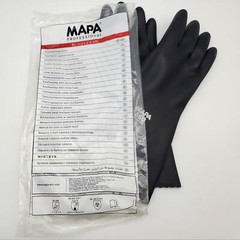MAPA Butoflex 650 Butyl Gloves Chemical Resistant Size 8 Med 14″ Long Black Pair