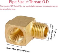 2 Pack Brass Fitting,1/4″ NPT Male Pipe to 1/4″ NPT Female Pipe, 90 Degree