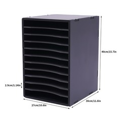 15.7in Desktop Sorter 11 Compartment Wooden Office Desk File Holder Organizer