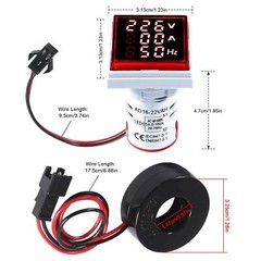 3 in 1 60-500V 0-100A AC Digital Ammeter Voltmeter LED Digital Tube Screen Red
