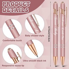 50 Pcs Baby Shower Pens with Stylus Tip Metal 50 Count (Pack of 1), Rose Gold