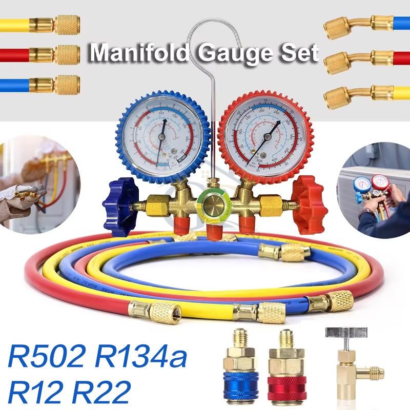 AC Manifold Meter Set for R134a R22 R12 R502 Refrigerant Manifold Meter Set Tool