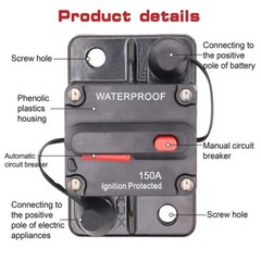 30A 60A 120A Automotive Marine Circuit Breaker with Manual Reset Surface-Mount