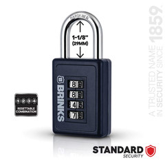 BRINKS ZINC DIECAST 40MM COMBINATION PADLOCK W/ 3/16″ SHACKLE *DISTRESSED PKG