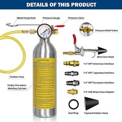 AC Flush Kit, Air Conditioner System Flush Canister Kit with Pressure Gauge