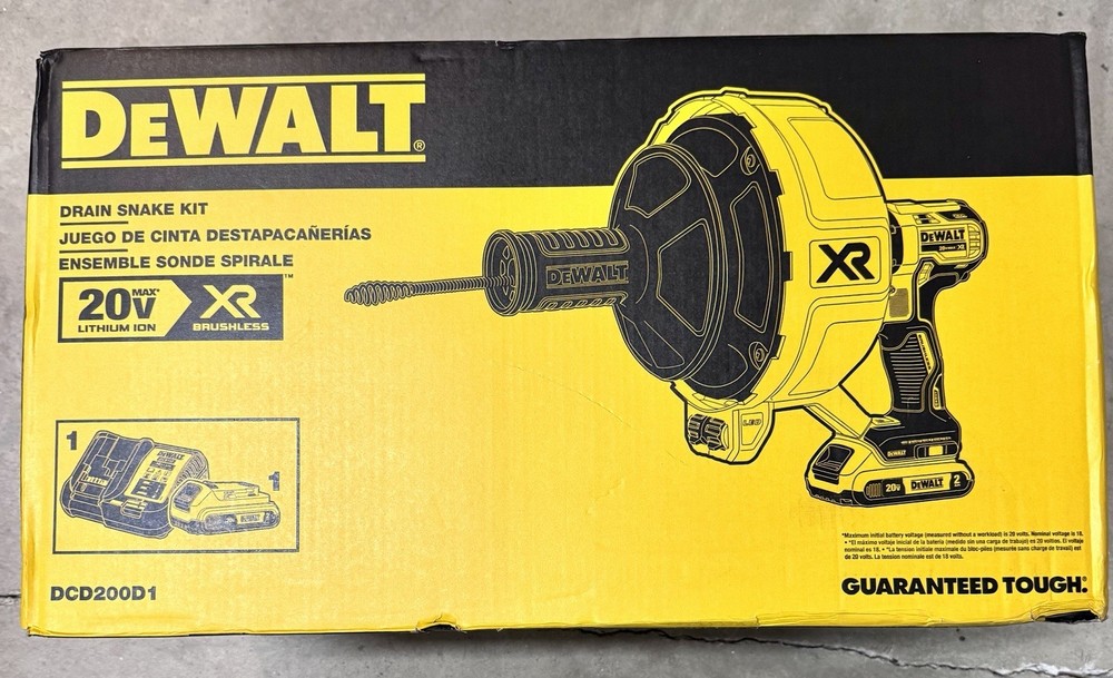 DeWalt Drain Snake Kit 20W Brushless w/ Charger and Battery