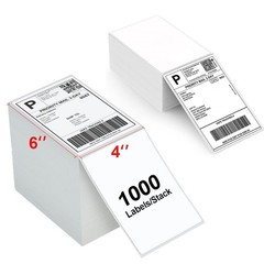 100-1000 4×6 Fanfold Direct Thermal Shipping Labels Perforated for Zebra & Rollo