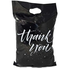 10×13 Thank You Poly Mailers with Handles – Black & Pink Merchandise Shopping Ba
