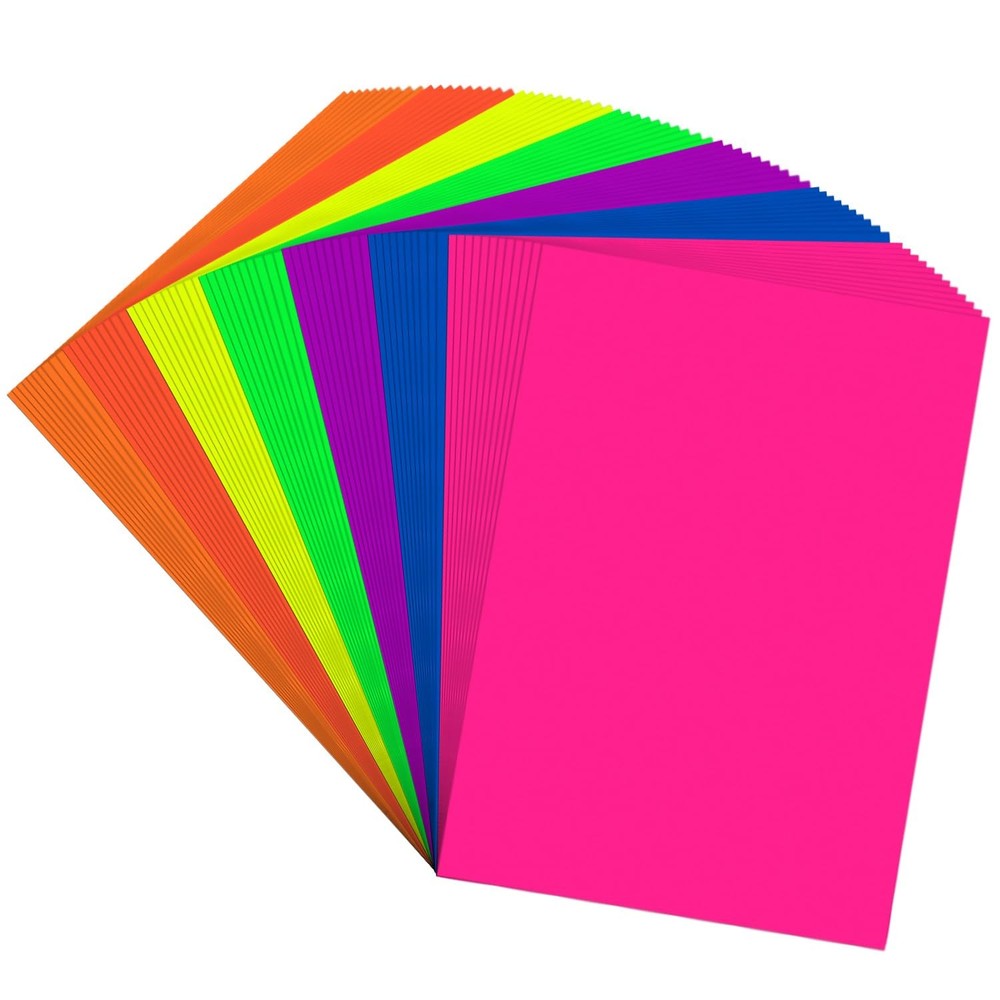 Colored Copy paper 8.5X11 Inches,140 Sheets 20 lb/80GSM 7 Colors Neon Fluores…